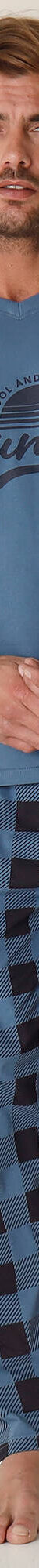 Pyjama coton carreaux manches longues (bleu grisé) Pyjama coton carreaux manches longues (bleu grisé)